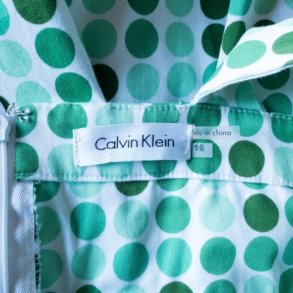 𝅺CALVIN Klein A-Line Dress Polkadot Designer Ladies Womens Size 10, fitted. - Picture 12 of 14